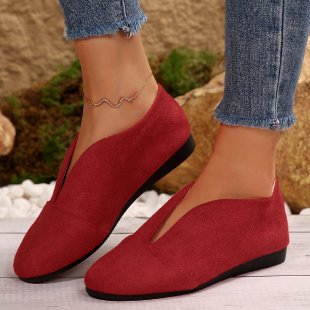 Women's Vintage Elegant Solid Color Toe Low-Top Sneakers - Slip- Soft Shoe Suitable for All-Season Casual