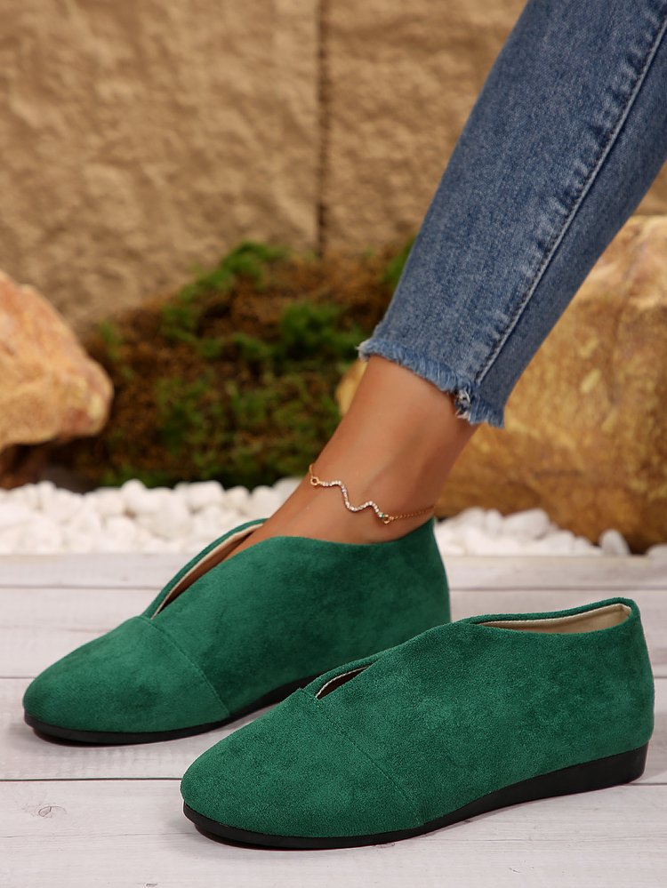 Women's Vintage Elegant Solid Color Toe Low-Top Sneakers - Slip- Soft Shoe Suitable for All-Season Casual
