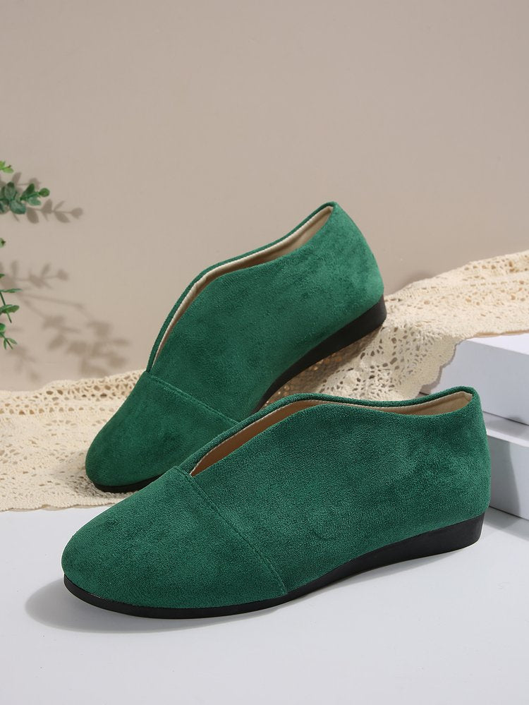 Women's Vintage Elegant Solid Color Toe Low-Top Sneakers - Slip- Soft Shoe Suitable for All-Season Casual