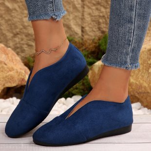 Women's Vintage Elegant Solid Color Toe Low-Top Sneakers - Slip- Soft Shoe Suitable for All-Season Casual