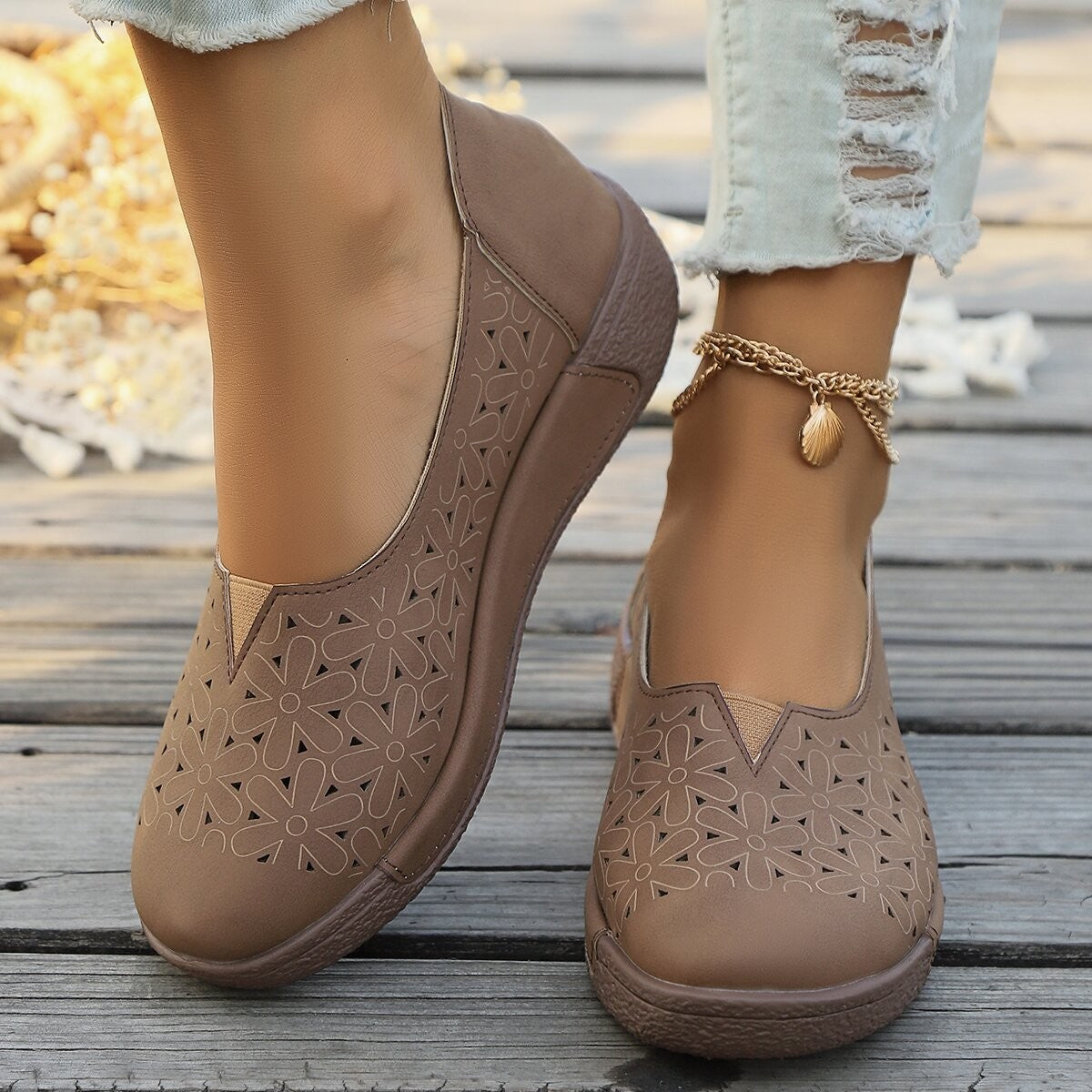 Women's Orthopedic Slip-On Flats with Arch Support – Fashionable and Versatile Casual Shoes for All-Day Comfort