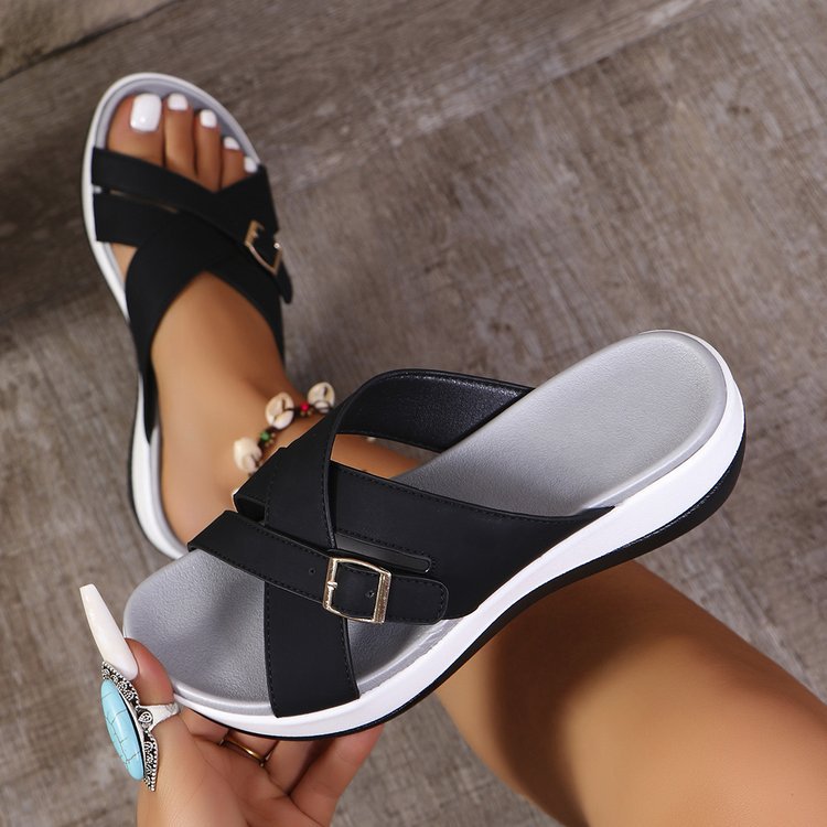 🔥Best Seller-Last Day Sale 50% OFF🔥Women's Wedge Thick Sole Cross Sandals Comfortable Insole
