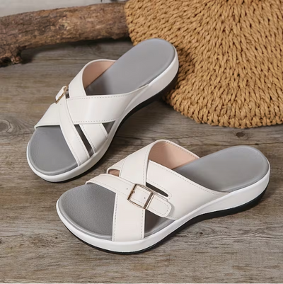 🔥Best Seller-Last Day Sale 50% OFF🔥Women's Wedge Thick Sole Cross Sandals Comfortable Insole