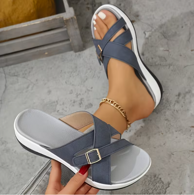 🔥Best Seller-Last Day Sale 50% OFF🔥Women's Wedge Thick Sole Cross Sandals Comfortable Insole