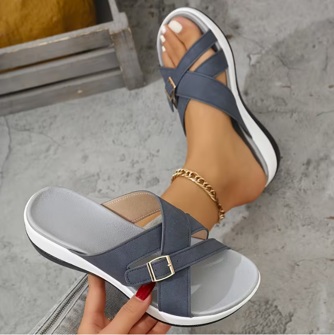 🔥Best Seller-Last Day Sale 50% OFF🔥Women's Wedge Thick Sole Cross Sandals Comfortable Insole