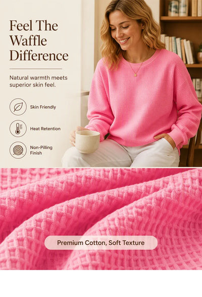 👚Seasonal Style - Waffle Texture Sweatshirt – Easy Breezy Fit & Classic Style for Any Casual Look